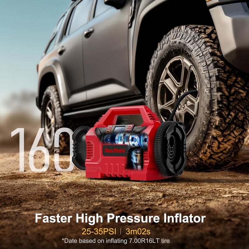 MaxMore Portable Tire Inflator/deflator Compatible with Milwaukee 18V Battery (Tool Only),160 PSI High Pressure Cordless Air Compressor Pump, Digital Gauge, Auto Shut-Off, LED Light for Car, Bike - Image 3